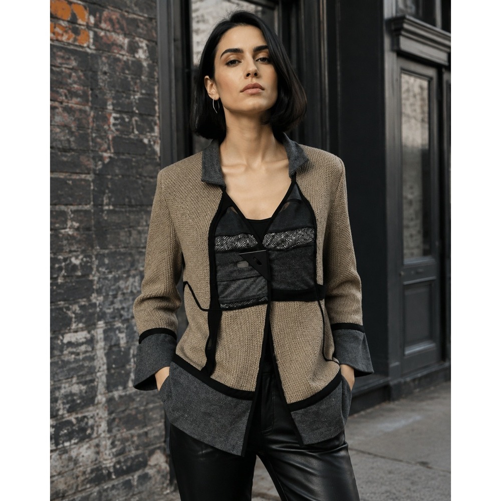 Tivoli of Ireland Art to Wear Cotton Knit Mesh Cardigan Jacket Small